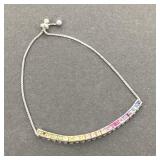 925 sterling & multi-colored CZ adjustable
