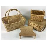 Woven Baskets and Wooden serving tableGroup