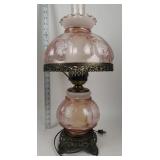 Quoizel Roseline Pink Hurricane Parlor Lamp 1973