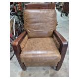 Reclining Club Chair Featuring A Solid Wood