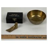 Brass Decorative Bowl with Boxed Brass Foot