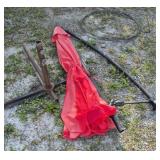 Red Outdoor Patio Umbrella With Stand