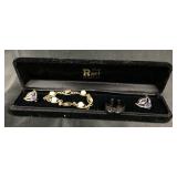 Jewelry Set with Bracelet, Cufflinks, Band Ring