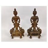 Antique gilt brass andiron fronts (only), early