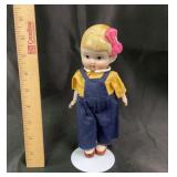 Japanese Bisque Doll in Overalls Made in Japan