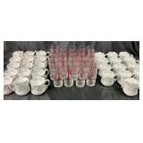 Porcelain Violet Mugs, Vented with Printed Glasses