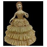 Dresden Porcelain Figurine with Layered Gold Dress