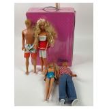 Pair of Barbie and Ken Dolls with Outfits and Pink