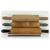 Wood Rolling Pins with Painted Red and Green Color