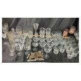 Glassware, Stemware, Bar Tool Lot