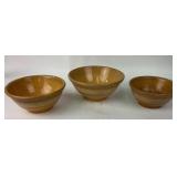 Three Yellowware Mixing Bowls