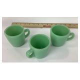 Fire-King Jadeite Glass Coffee Mugs Set of 3