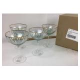 Anthropologie Coupe Glasses with 24K Gold Rim Set