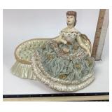 Dresden Real Lace Ceramic Jewelry Box with Lady Fi