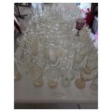 Glassware Lot, Assorted Tumblers, Goblets and Stem