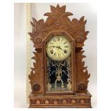 Carved Floral Wood Mantel Clock