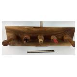 Handmade Rolling Pin Coat Wall Rack With 5 Painted