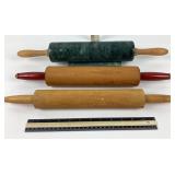 3 Rolling Pins, 1 Green Marble, 1 Red Painted Hand