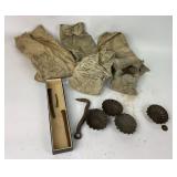Railroad nails, Fluted Metal Baking Molds, bags of