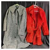 Sears Red Suede Coat, Gray Tweed Overcoat