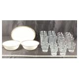 Fire-King Milk Glass Bowls and Platter, Duralex Fr