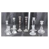 Group Crystal and Silverplate Candlesticks