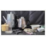 Farberware Percolators, Corning Ware Bowl, Glasswa