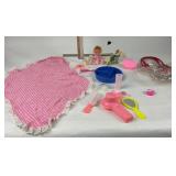 Ideal Rub-a-Dub-Dub Dolly Towel, Raggedy Ann Bag,