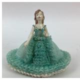 Desden Porcelain Figurine in Turquoise Lace Dress