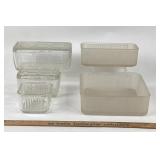 Clear Ribbed Glass Refrigerator Containers