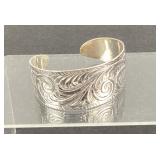 Thailand sterling silver engraved cuff bracelet