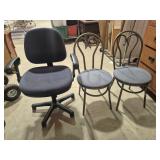 Upholstered Rolling Office Chair & 2 Dining