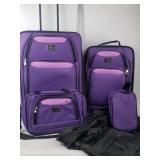 5 Piece Verdi Purple Lavender Rolling Luggage Set