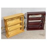 2 small wood trinket shelves - one mirrored