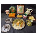 Decorative Deer Motif Items, Ceramic Pitchers, Gla