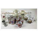 Ceramic And Glass Beer Steins With Collector Beer