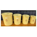 Tupperware Yellow Plastic Canister Set with Lids