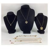 Costume Jewelry: Roman Gold tone Heart necklace,