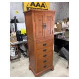 Wood pivoting lingerie chest with mirror