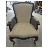 Wooden Accent Armchair Featuring Cane Or Rattan