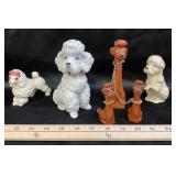 Poodle Figurines: Wooden & Occupied Japan Porcelai