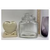 Art Glass Swirl Vase, Treat Jar
