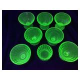 Uranium Glass Custard Cups