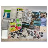 Plastic Buttons, Aged Postcards, Stickers, Office