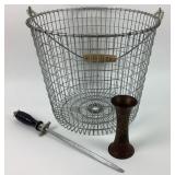 Decorative Metal Vase, Wire Basket, Sharpening Ste