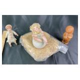 Porcelain Girl Doll,Rubber squeaker baby Figure, E