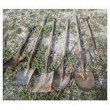 Shovels (5) Round End & Square End & Pitch Fork