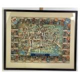 Framed Illustrated Map of Oxford University