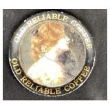 Victorian era Old Reliable Coffee tip tray tin