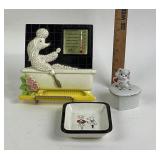 Ceramic Bathometer Poodle, Heart Trinket Box, Squa
